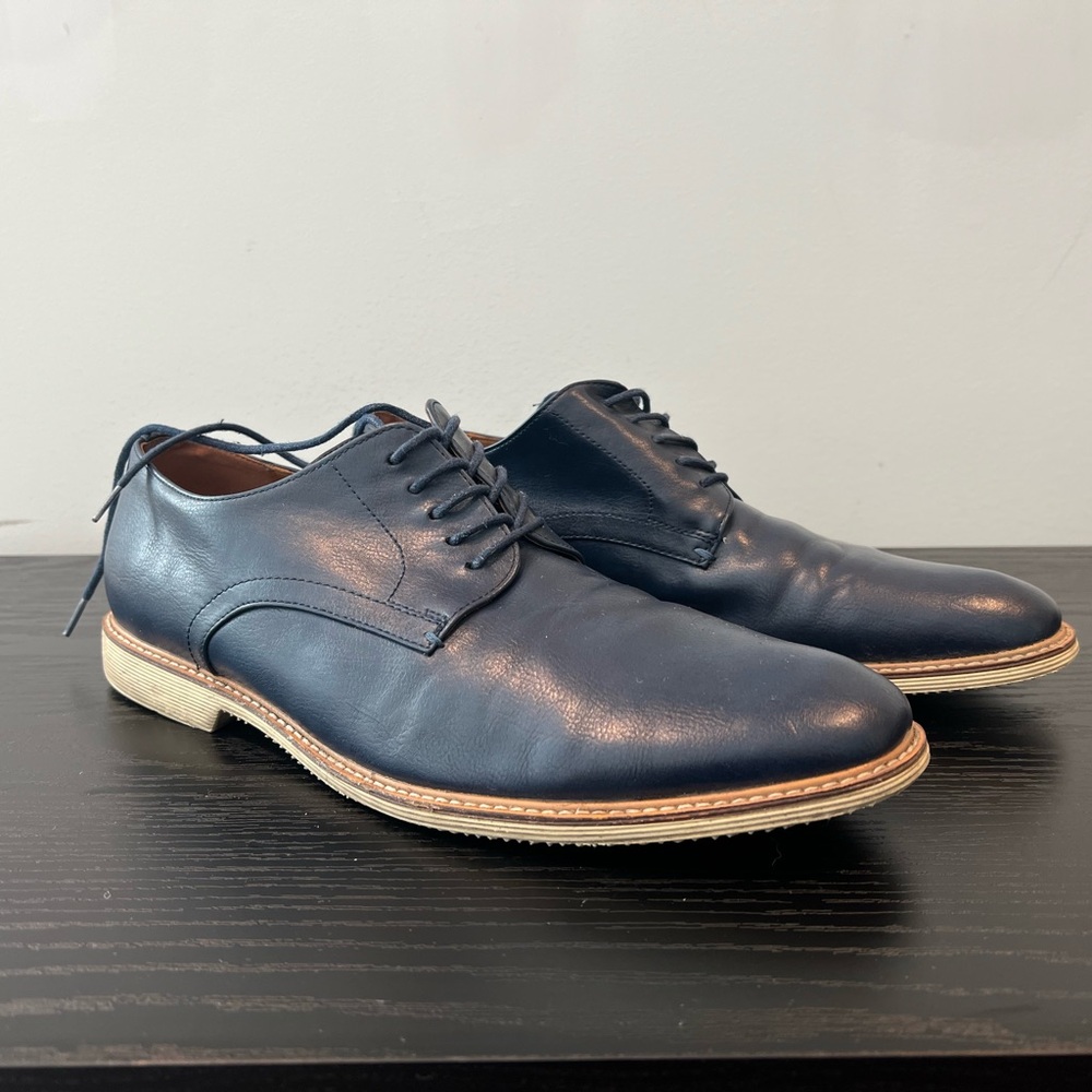 Men's Navy Leather Dress Shoes